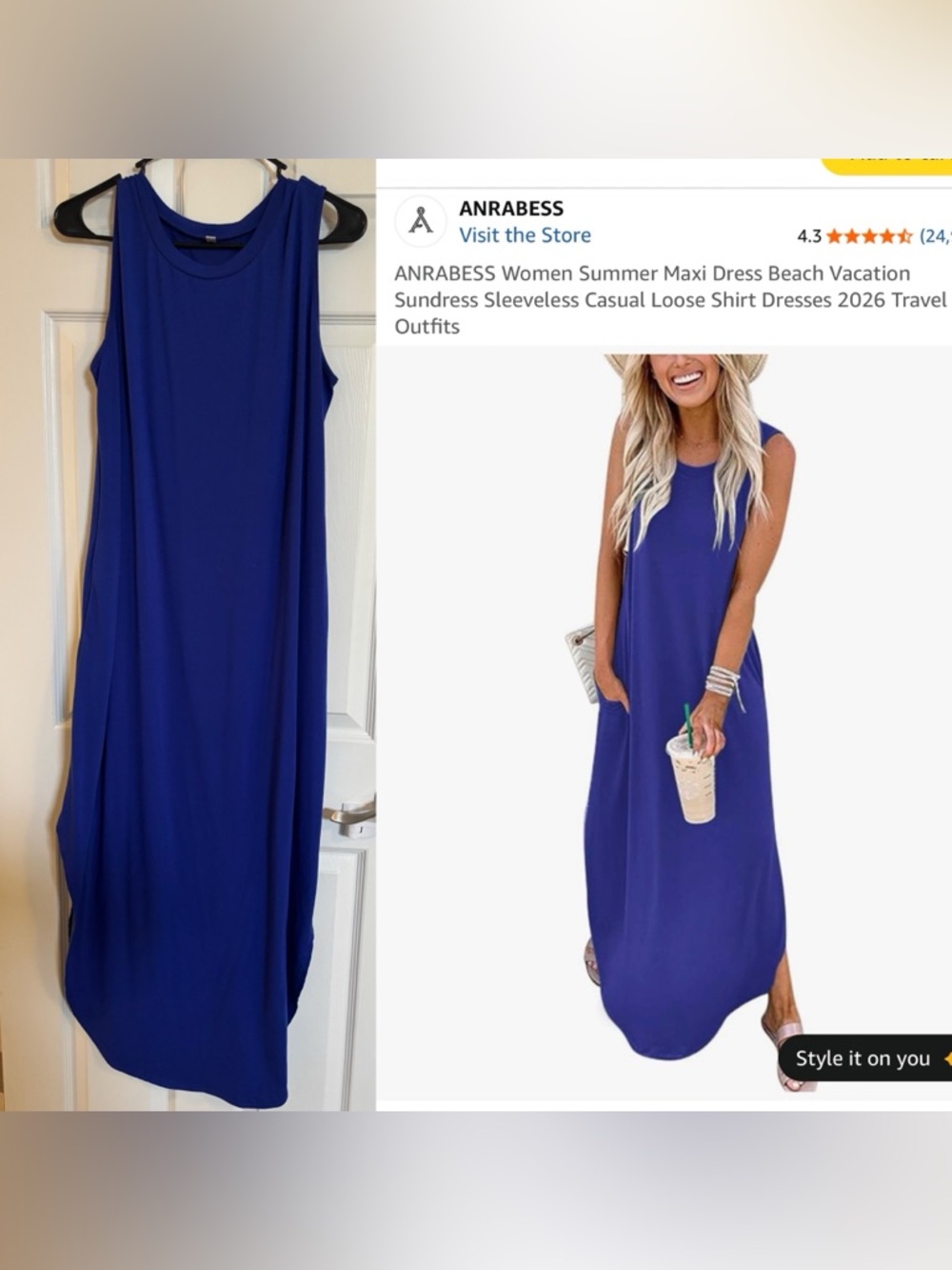Sleek Royal Blue Maxi Dress w/ Pockets